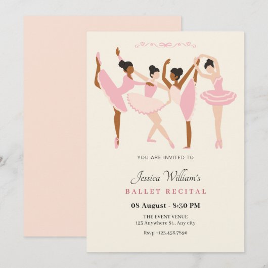 Invitation récital Ballet Ballerina (Devant / Derrière)