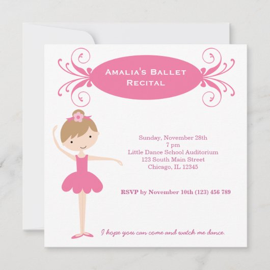 Invitation Récital de ballet (Devant)