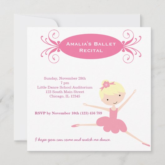 Invitation Récital de ballet (Devant)