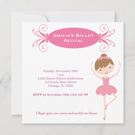 Invitation Récital de ballet (Devant)