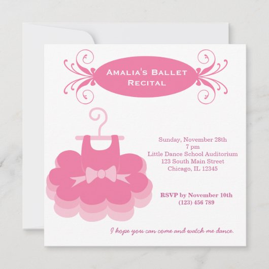 Invitation Récital de ballet (Devant)