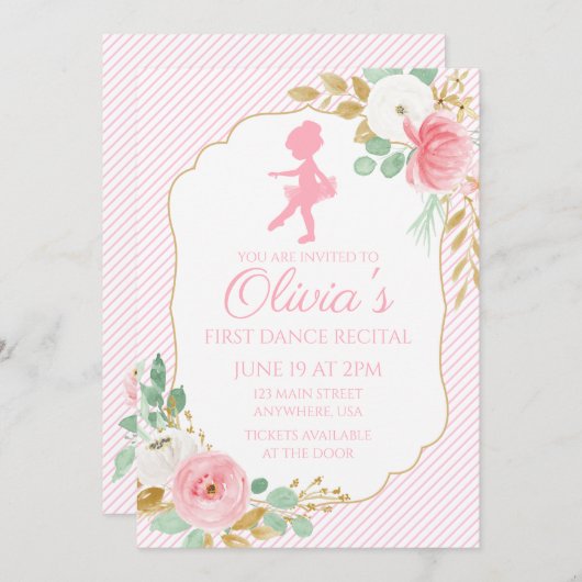 Invitation récital de danse de ballet floral (Devant / Derrière)