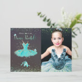 Invitation Récital de danse en tutu turquoise à l'aquarelle (Debout devant)