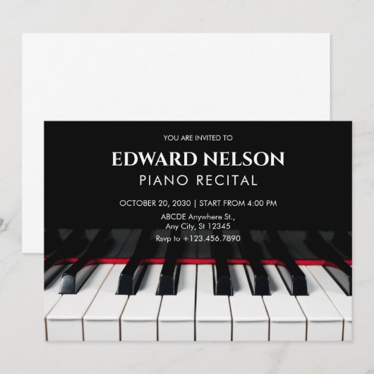 Invitation Récital de musique Black Piano (Devant / Derrière)