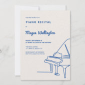 Invitation Récital de piano à queue dessin au trait moderne (Devant)
