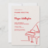 Invitation Récital de piano à queue dessin au trait moderne (Devant)