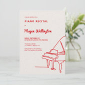 Invitation Récital de piano à queue dessin au trait moderne (Debout devant)