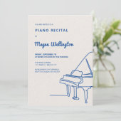 Invitation Récital de piano à queue moderne en dessin au trai (Debout devant)
