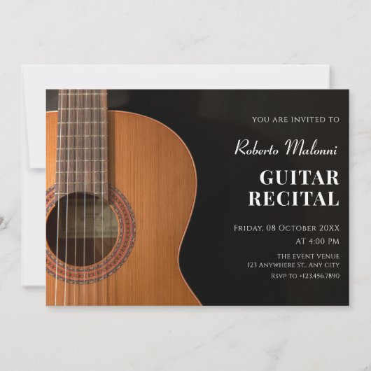 Invitation récital minimaliste de guitare moderne (Devant)
