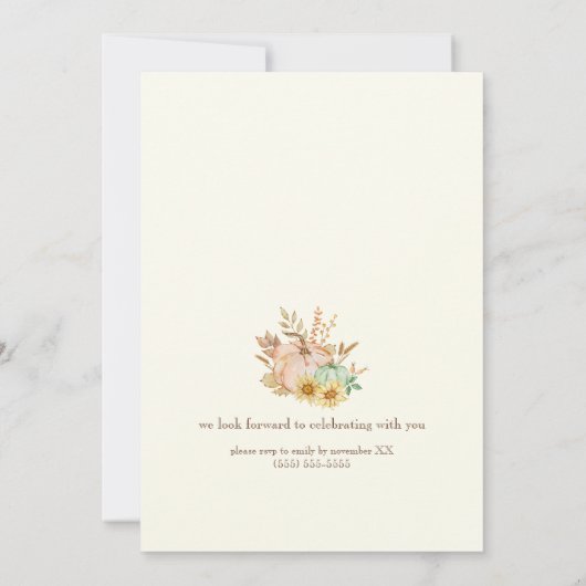 Invitation Récolte aquarelle sur mesure Thanksgiving (Dos)