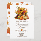 Invitation Récolte Bouquet & Fleurs d'automne Dîner d'action (Devant / Derrière)