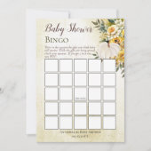 Invitation Récolte citrouille | Bingo Baby shower Floral Or (Devant)