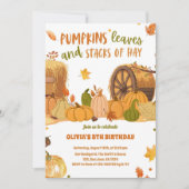 Invitation Récolte d'automne Citrouille Feuilles Meules de Fo (Devant)