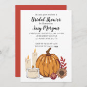 Invitation Récolte d'automne - Citrouille, Fleurs et bougies  (Devant / Derrière)