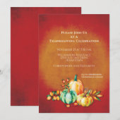 Invitation Récolte d'automne de citrouille rustique de Thanks (Devant / Derrière)