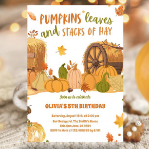 Invitation Récolte d'automne de citrouilles Feuilles Tas de f