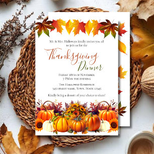 Invitation Récolte d'Automne de Thanksgiving Cosy