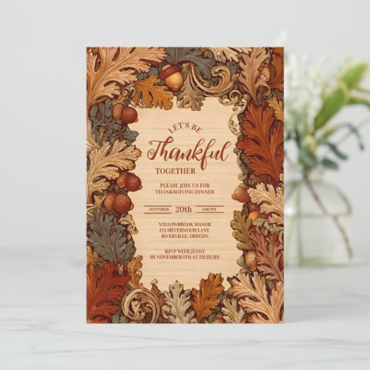 Invitation Récolte de chêne rustique Thanksgiving Celebration (Debout devant)