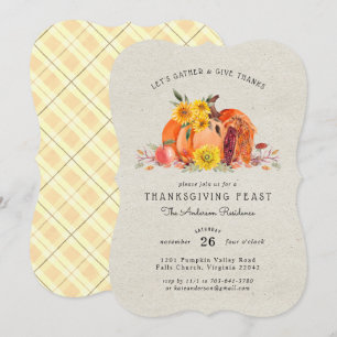 Invitation Récolte de citrouilles Dîner de Thanksgiving