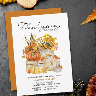 Invitation Récolte de citrouilles Fleurs d'automne de Thanksg