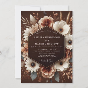 Invitation Récolte de mariage à floraison brune