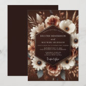 Invitation Récolte de mariage à floraison brune (Devant / Derrière)