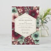 Invitation Récolte de mariage Burgundy Bloom (Debout devant)
