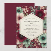 Invitation Récolte de mariage Burgundy Bloom (Devant / Derrière)