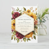 Invitation Récolte de mariage Maroon Bloom (Debout devant)