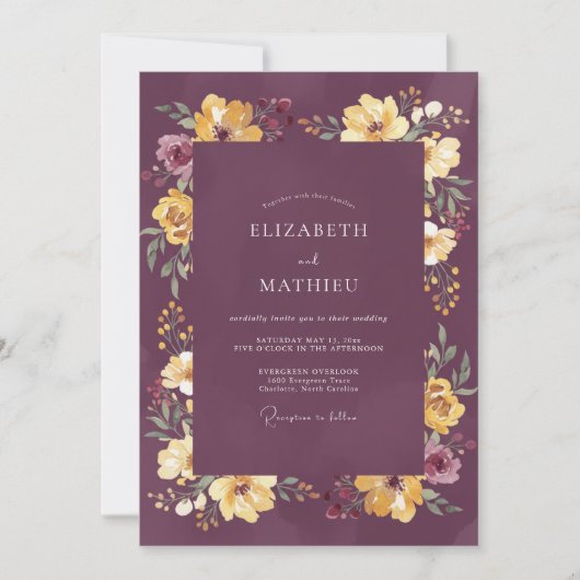 Invitation Récolte de mariage Plum Moody (Devant)