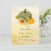 Invitation Récolte de mignonnes Citrouilles Baby shower jaune (Debout devant)
