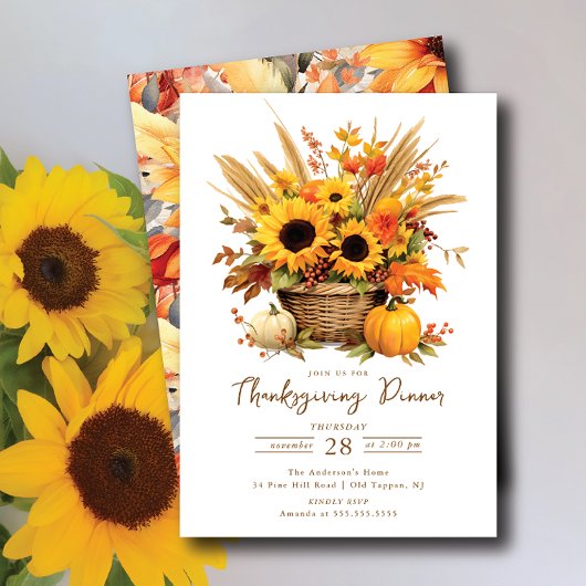 Invitation Récolte Fleur Thanksgiving