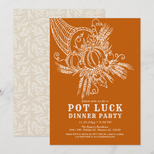 Invitation Récolte généreuse Pot Luck Thanksgiving Party