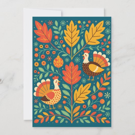 Invitation Récolte Turquie Art populaire L'automne quitte Tha (Dos)