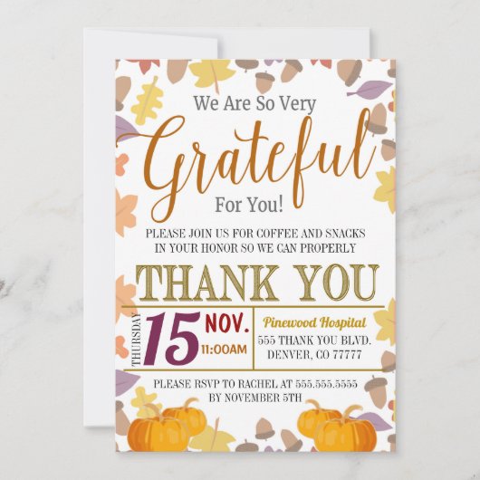 Invitation Reconnaissant Pour Vous Chute Appréciation Invitat (Devant)