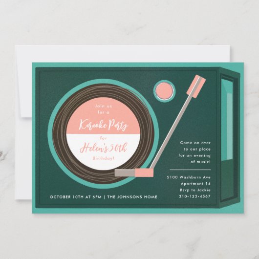 Invitation Record Player Music Anniversaire (Devant)