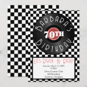 Invitation Record Player Rock N Roll Themed Birthday Party (Devant / Derrière)