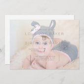 Invitation Recouvrement blanc opaque | 1er anniversaire Invit (Devant / Derrière)