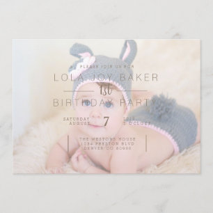 Invitation Recouvrement blanc opaque   1er anniversaire Invit