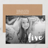 Invitation Recouvrement de photo du numéro cinq (Devant / Derrière)