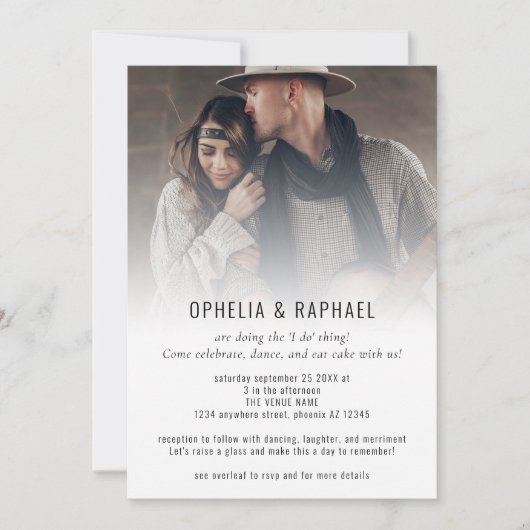 Invitation Recouvrement de photo informel QR Code Fun Mariage (Devant)