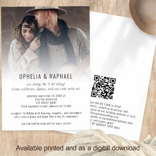 Invitation Recouvrement de photo informel QR Code Fun Mariage