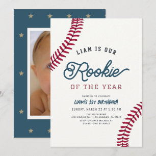 Invitation Recrue de l'année Baseball 1ère Photo d'anniversai