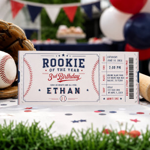 Invitation Recrue de l'année Baseball 3e Anniversaire billet
