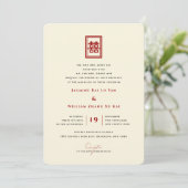 Invitation Rectangle classique Double Bonheur Mariage chinois (Debout devant)