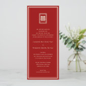 Invitation Rectangle classique Double Bonheur Mariage chinois (Debout devant)