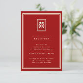 Invitation Rectangle classique Double Bonheur Mariage chinois (Debout devant)