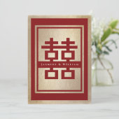 Invitation Rectangle classique Double Bonheur Mariage chinois (Debout devant)