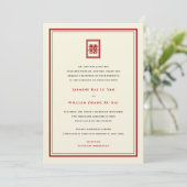 Invitation Rectangle classique Double Bonheur Mariage chinois (Debout devant)