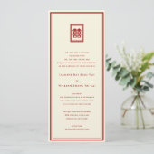 Invitation Rectangle classique Double Bonheur Mariage chinois (Debout devant)